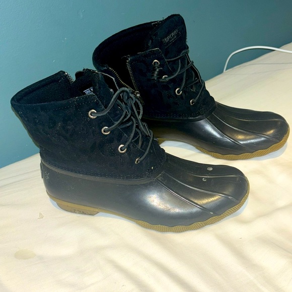 Black leopard print sperrys size 9 - Picture 1 of 3